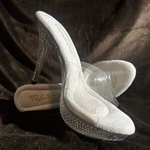 Pleaser White Heels with Sparkling Accents